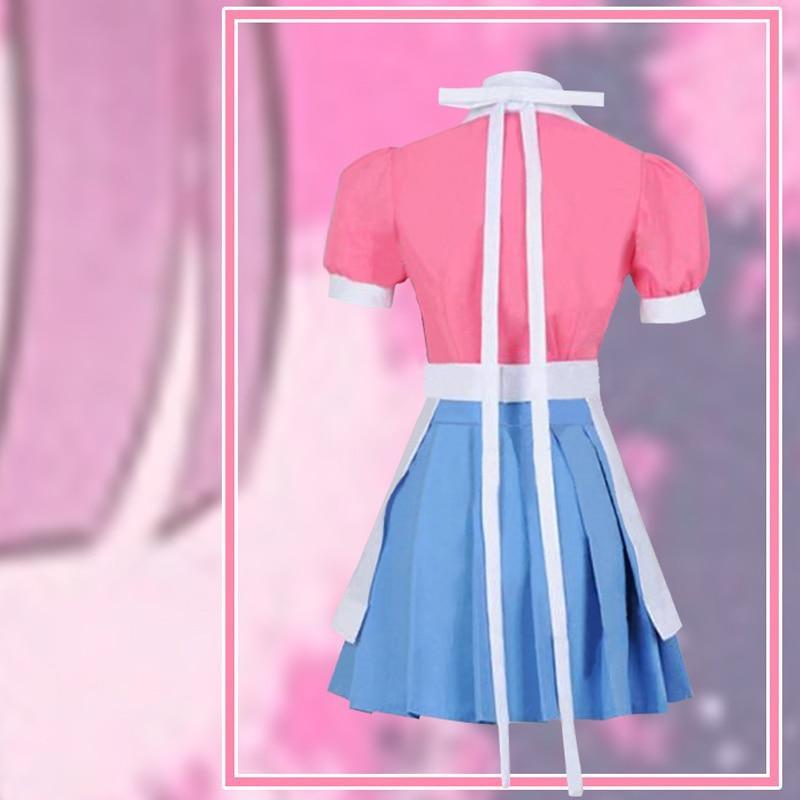 super danganronpa 2 cosplay mikan tsumiki costume dangan ronpa suit wig pink top skirt pinafore woman dress princess girls shoes