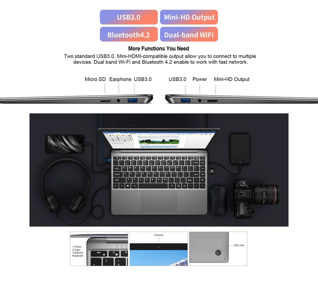 teclast f7 plus 3 laptop 14 1 1920 x 1080 8gb ram 256gb ssd intel gemini lake n4120 windows 10 dual band wi fi notebook usb 3 0 laptops 1