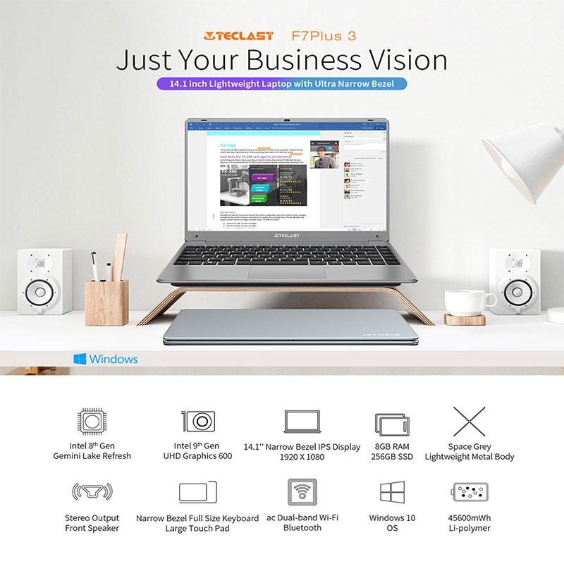 teclast f7 plus 3 laptop 14 1 1920 x 1080 8gb ram 256gb ssd intel gemini lake n4120 windows 10 dual band wi fi notebook usb 3 0 laptops 2