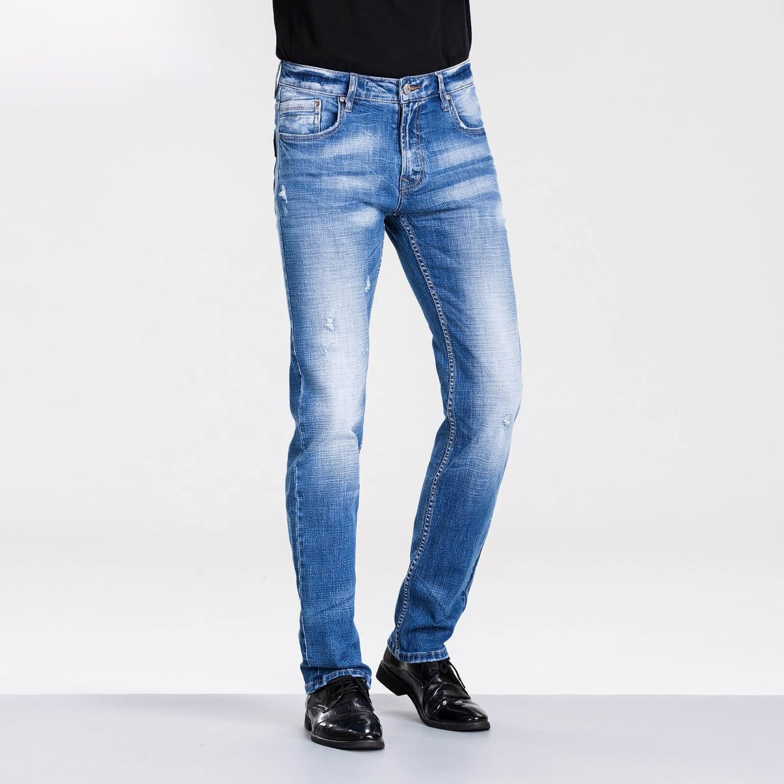wholesale  thin straight casual pockets denim pants loose balloon stretch men's Street wear cargo jeans trousers