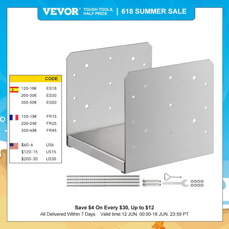 VEVOR Standoff Post Base For 6x6" 8x8" Post W/ Bolt Adjustable Stainless Steel Deck Porch Support Wood Fence Post Anchor Bracket