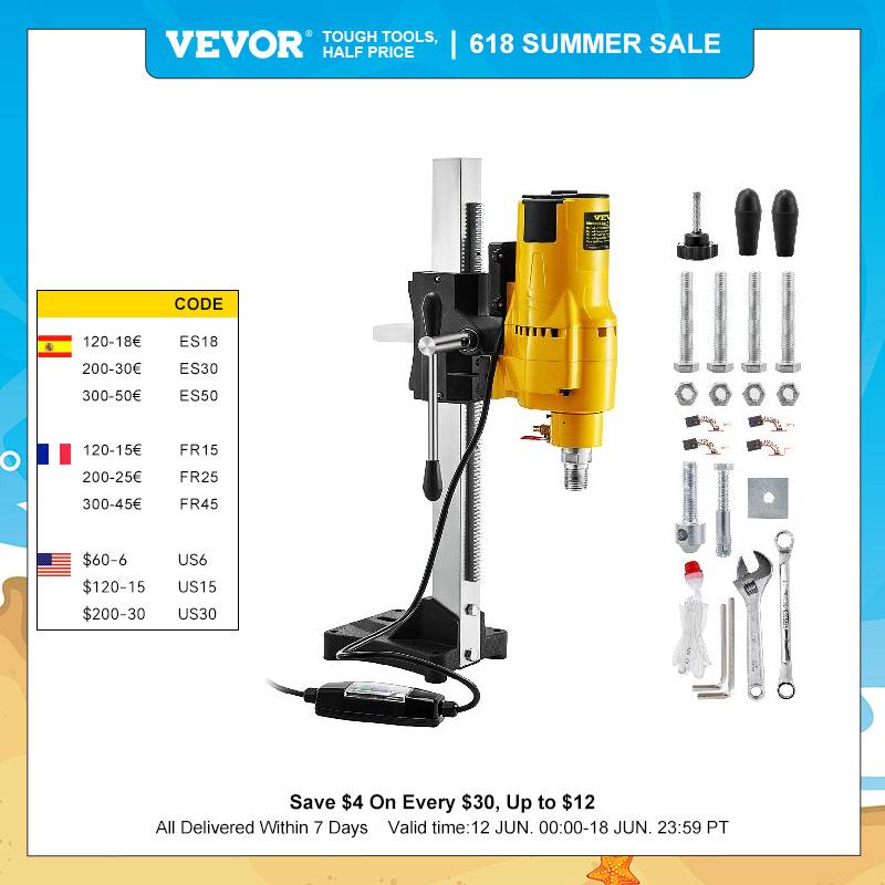 VEVOR Vertical Diamond Core Drill Stand 205mm 255mm Heavy Duty Engineering Bench Wet/Dry Concrete Drilling Machine 3980W 4450W