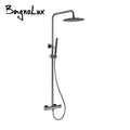 Wall-Mounted Thermostatic Valve System Bagnolux Brushed Gray Brass Rain Faucet  8 - 12" Top Spray Head Bathroom Shower Set