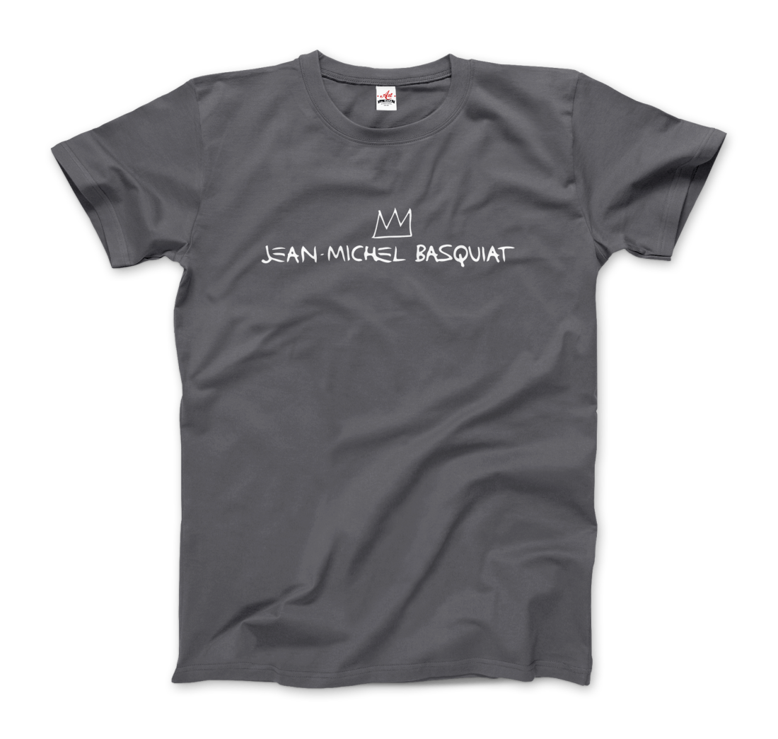 jean michel basquiat signature with crown t shirt
