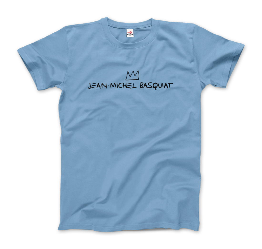 jean michel basquiat signature with crown t shirt