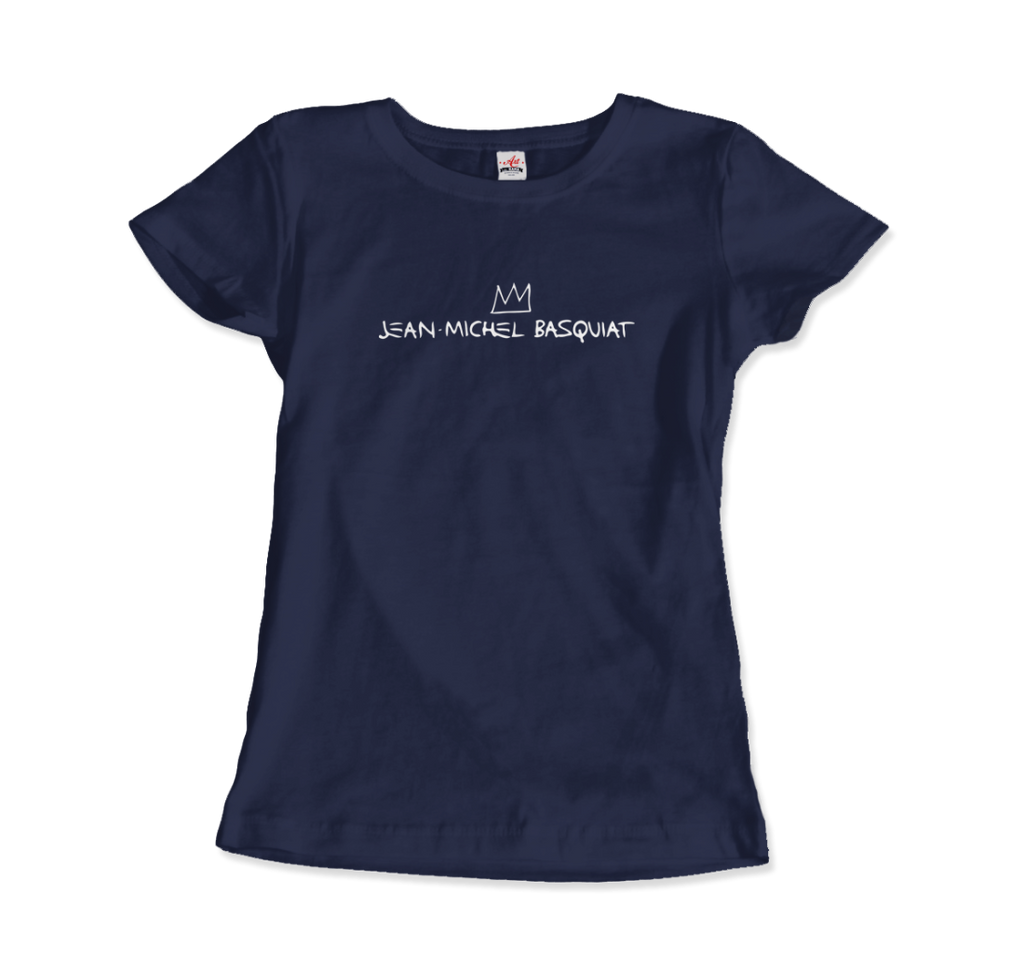 jean michel basquiat signature with crown t shirt