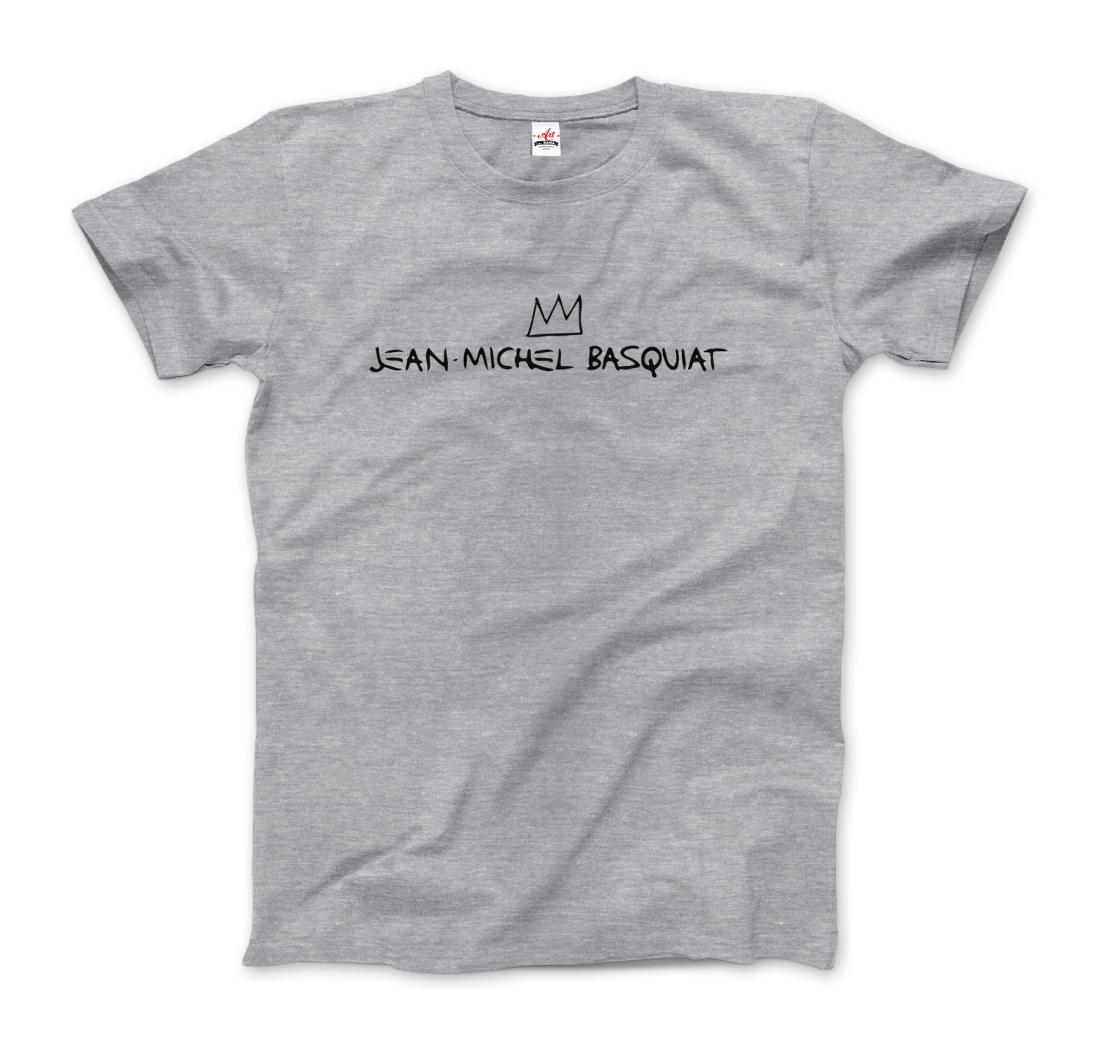 jean michel basquiat signature with crown t shirt