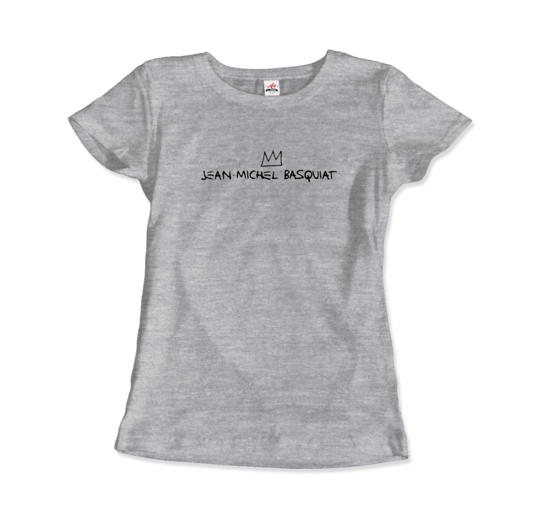 jean michel basquiat signature with crown t shirt