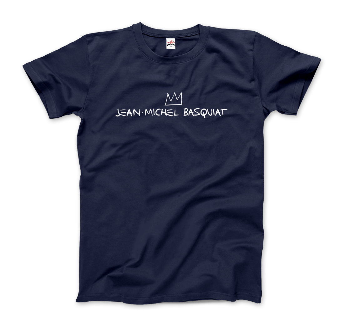 jean michel basquiat signature with crown t shirt