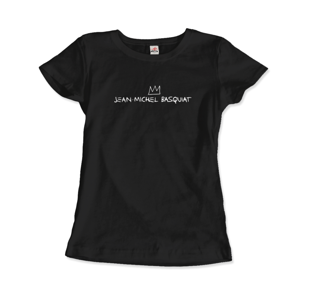 jean michel basquiat signature with crown t shirt