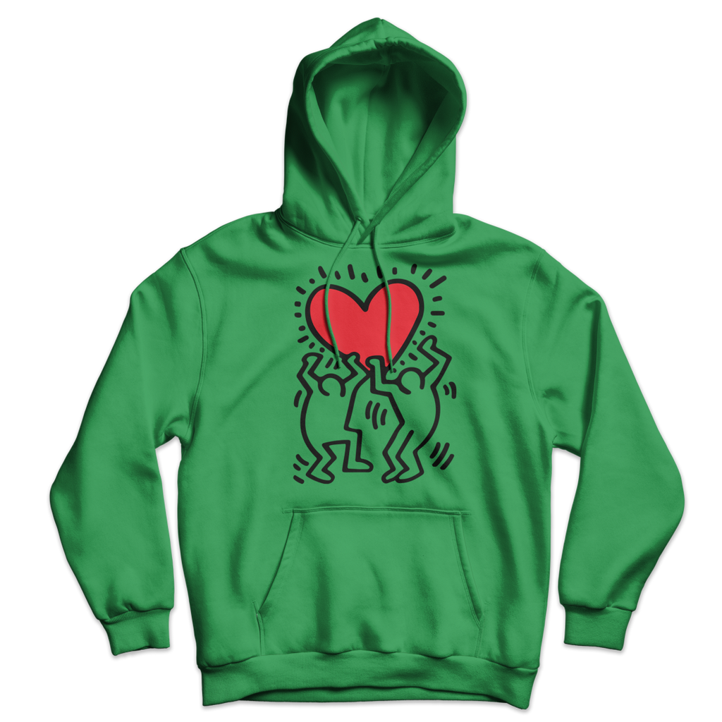 keith haring men holding heart icon street art hoodie