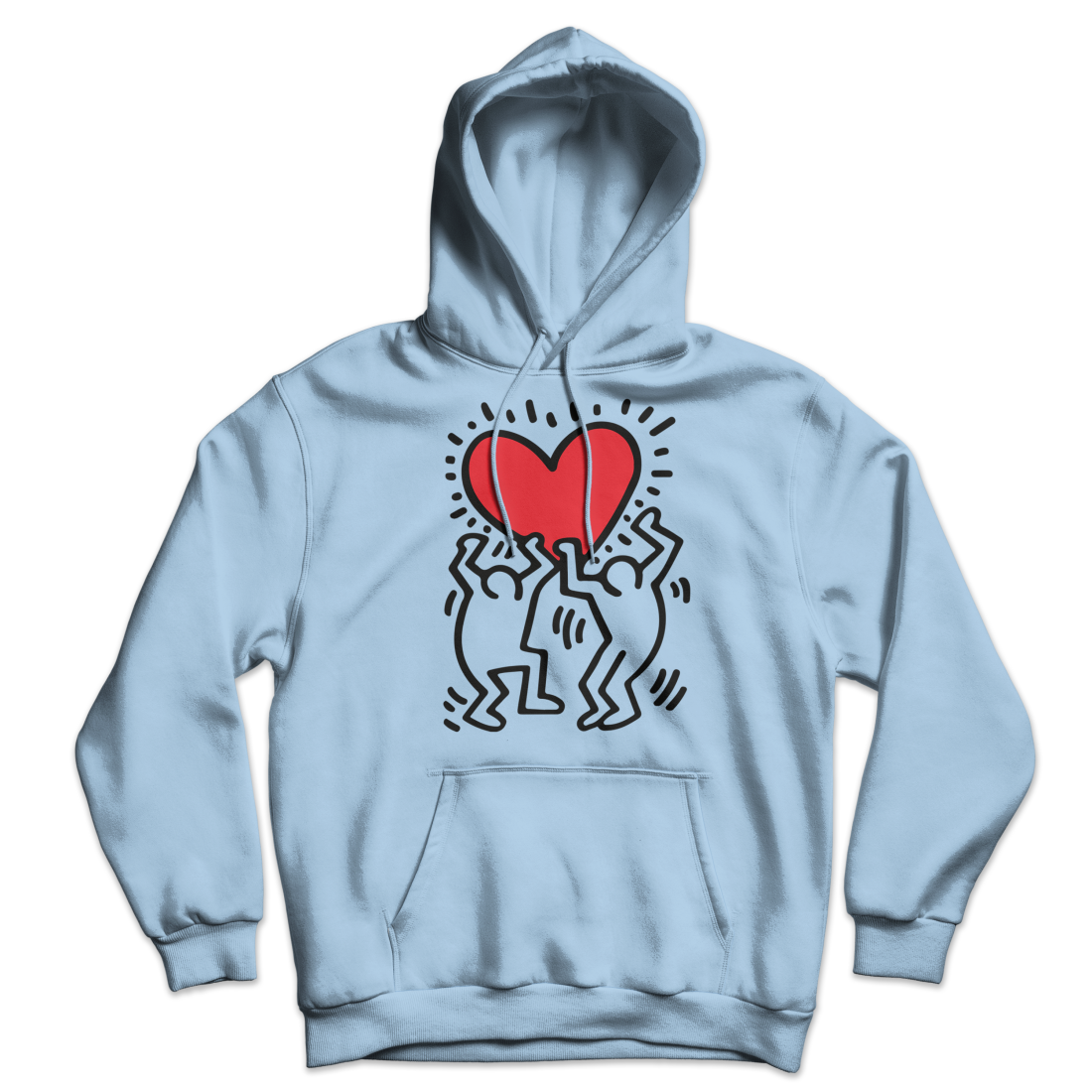 keith haring men holding heart icon street art hoodie