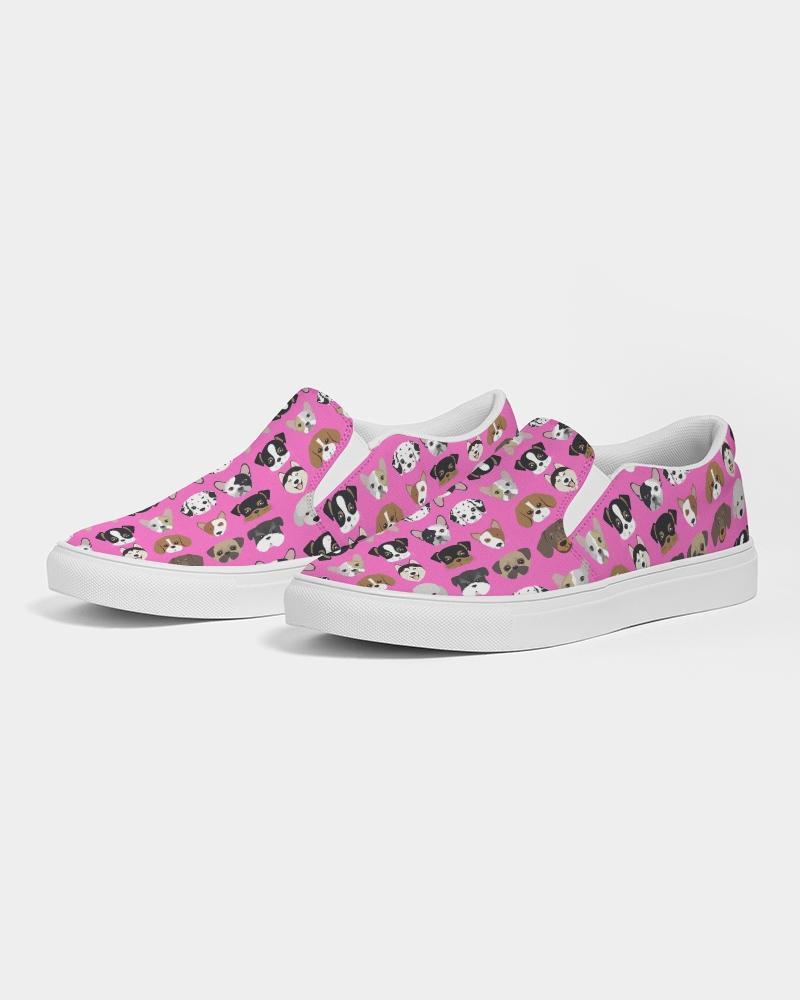 sneakers love the pink doggie pattern womens slip on canvas shoe