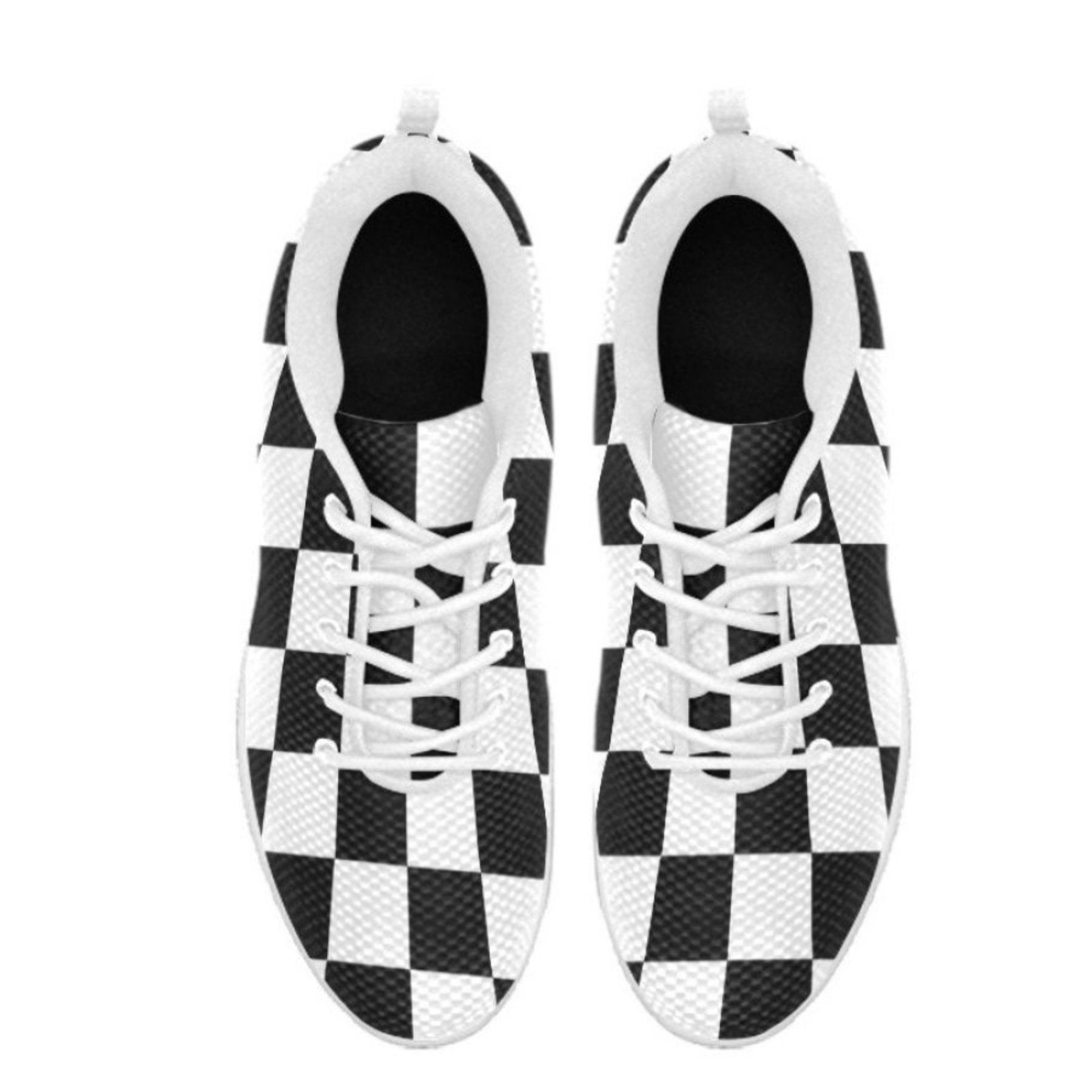 womens sneakers black and white plaid checker style white bottom running shoes