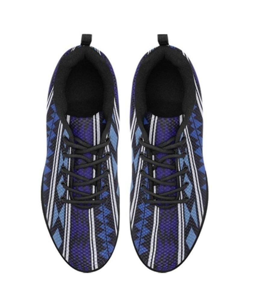 womens sneakers blue aztec style black bottom running shoes