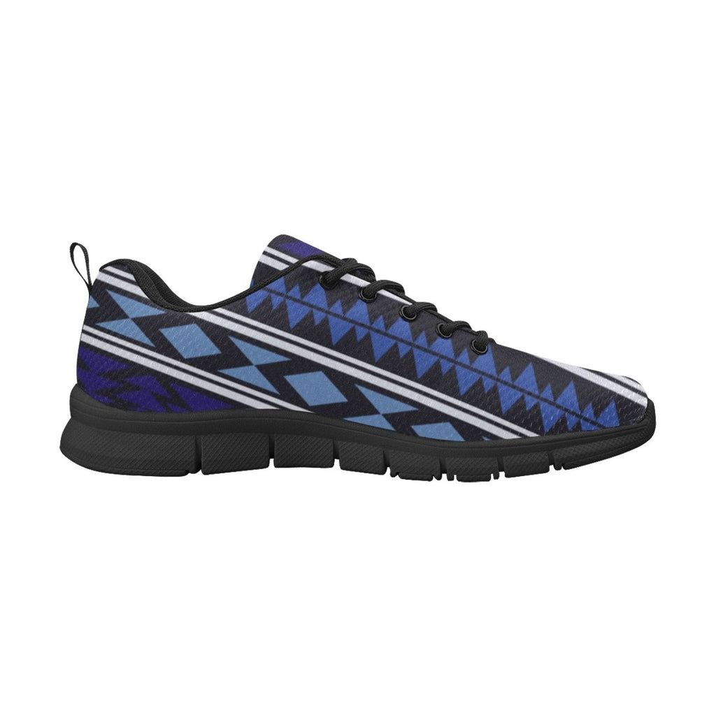 womens sneakers blue aztec style black bottom running shoes