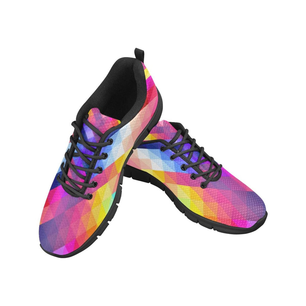 womens sneakers colorful grid style black bottom running shoes