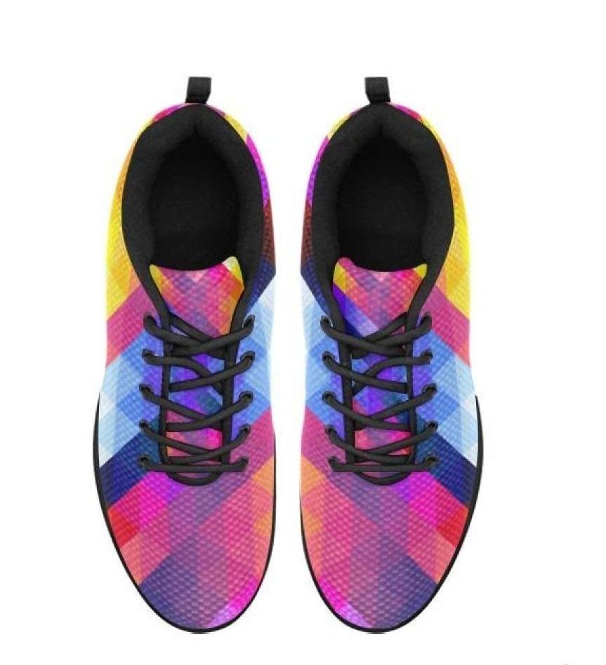 womens sneakers multicolor grid style black bottom athletic running shoes